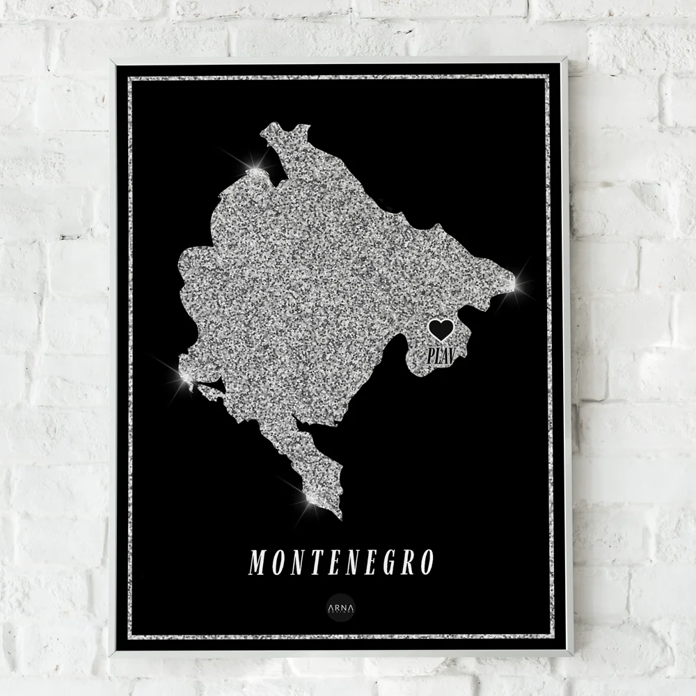 Crna Gora Silver Map